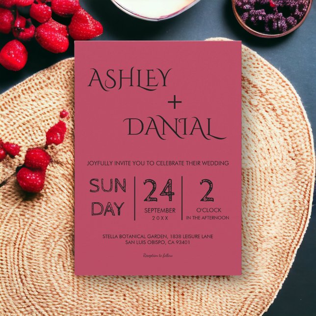 Convite Caligrafia Magenta Simples Moderna Elegante (Criador carregado)