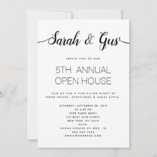 Convite Caligrafia manuscrita simples, preto e branco