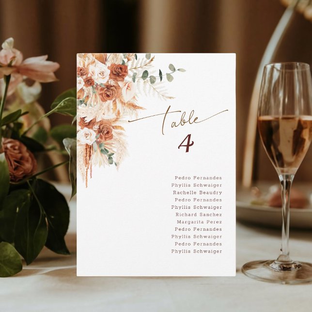 Convite caligrafia  mesa de número de casamento Boho (Criador carregado)