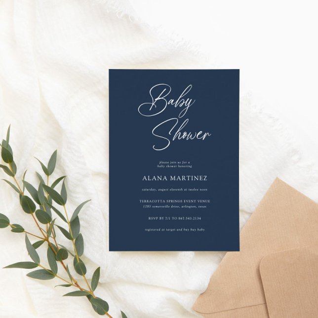 Convite Caligrafia Mínima Moderna | CHÁ DE FRALDAS (Criador carregado)