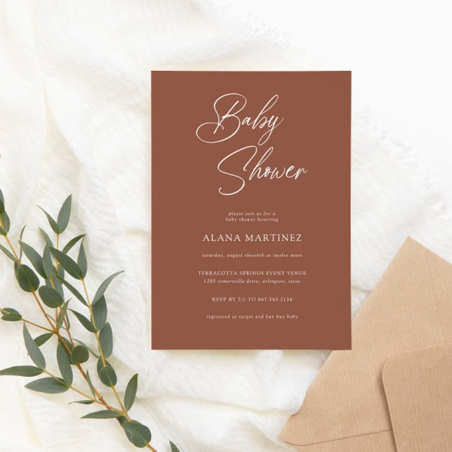 Convite Caligrafia Mínima Moderna | CHÁ DE FRALDAS (Criador carregado)