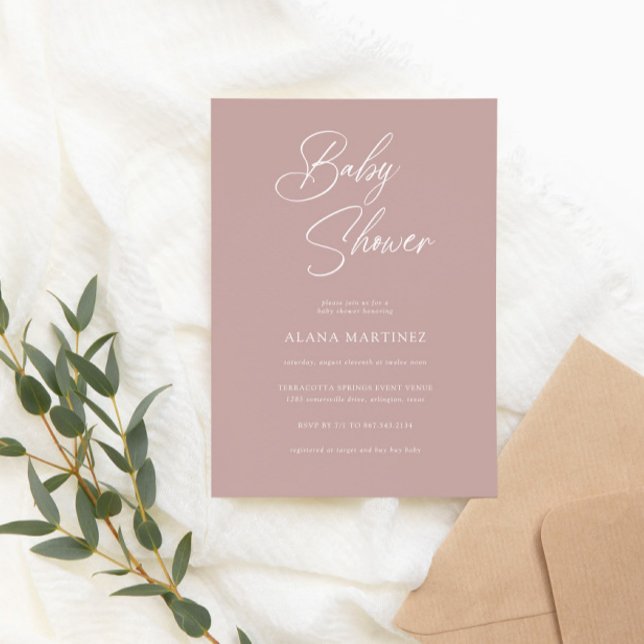 Convite Caligrafia Mínima Moderna | CHÁ DE FRALDAS (Criador carregado)