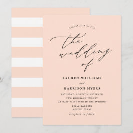 Convite Caligrafia Minimalista Bege Claro | Casamento