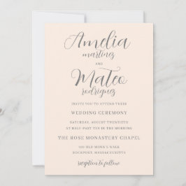Convite Caligrafia Minimalista Blush Pink Casamento