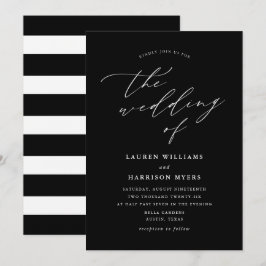 Convite Caligrafia Minimalista Preto e Branco | Casamento