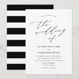 Convite Caligrafia Minimalista Preto e Branco | Casamento