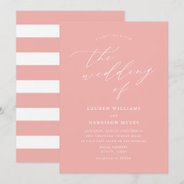 Convite Caligrafia Minimalista Rosa Bege | Casamento