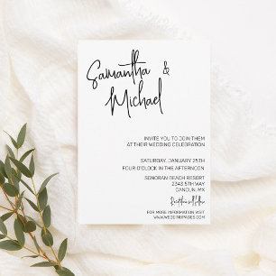Convite Caligrafia Minimalista Simples Casamento Mínimo