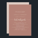 Convite Caligrafia Minimalista Terracotta Bat Mitzvah<br><div class="desc">Este convite para a caligrafia minimalista do taco mitzvah é perfeito para um taco mitzvah rústico. O design simples e elegante apresenta a tipografia de scripts clássicos e de rico.</div>