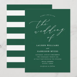Convite Caligrafia Minimalista Verde | Casamento