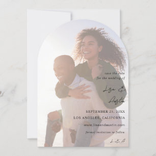 Convite Caligrafia MOD w Foto Duo Salvar Arco de Data