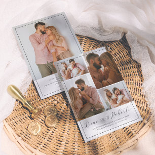 Convite Caligrafía Moderna 5 Fotos Invitación de Boda