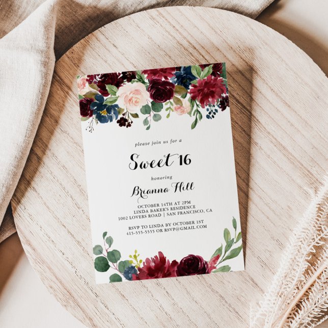 Convite Caligrafia Moderna do outono - Festa de aniversári (Criador carregado)