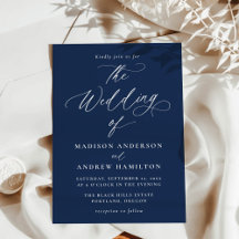 Caligrafia Moderna e Elegante Casamento Azul Marin