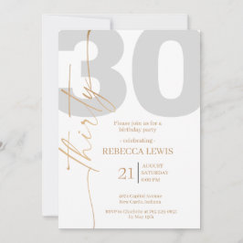 Convite Caligrafia Moderna Elegante 30 Aniversário Adulto