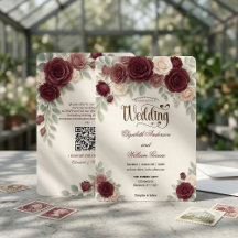 Caligrafia Moderna Elegante Código QR Rosa Borgonh
