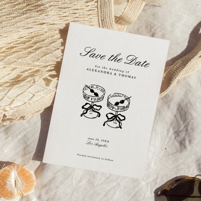 Convite Caligrafia moderna Preto e Branco Salvar a Data (Criador carregado)