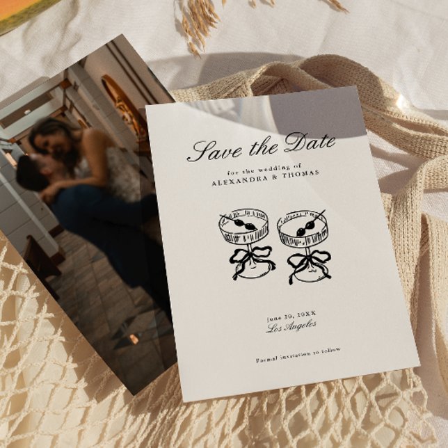 Convite Caligrafia moderna Preto e Branco Salvar a Data (Criador carregado)