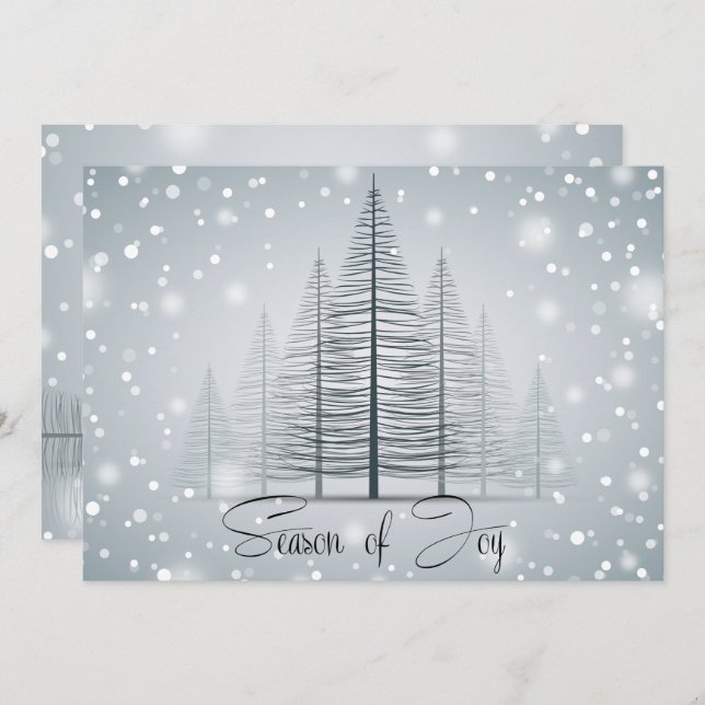 Convite Caligrafia Moderna Season of Joy Árvores de Invern (Frente/Verso)