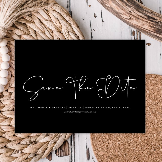 Convite Caligrafia Moderna Simples Não Foto Salvar A Data (Criador carregado)