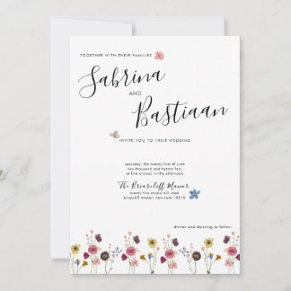Convite Caligrafia Moderna Watercolor Flores Selvagens Cas