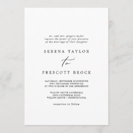 Convite Caligrafia Negra Delicada Casamento Tradicional