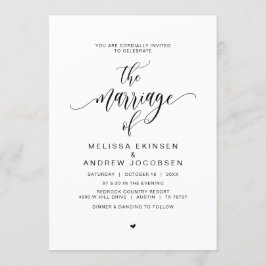 Convite Caligrafia Negra Moderna, Casamento