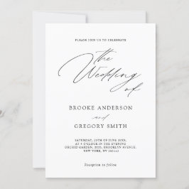 Convite Caligrafia Negra Moderna Casamento Minimalista Sim