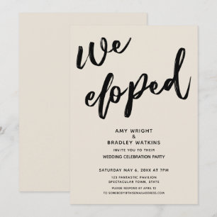 Convite Caligrafia Nós Fugimos Recepção de Casamento Creme