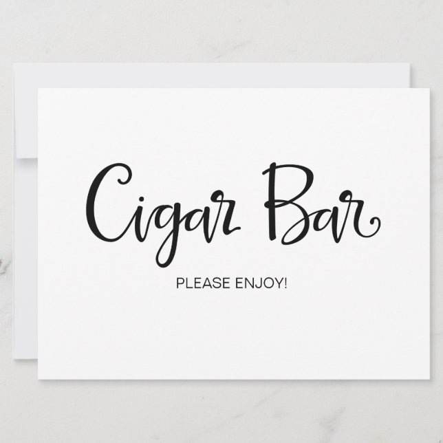 Convite Caligrafia | Placa de casamento "Cigar Bar" (Frente)