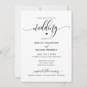 Convite Caligrafia por tipografia de casamento