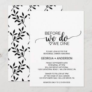 Convite Caligrafia preta antes que nós nós jantarmos o