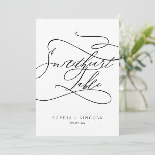 Convite Caligrafia Romântica 5x7" Número da Mesa