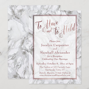 Convite Caligrafia Rosa Dourada para ter e segurar Marble