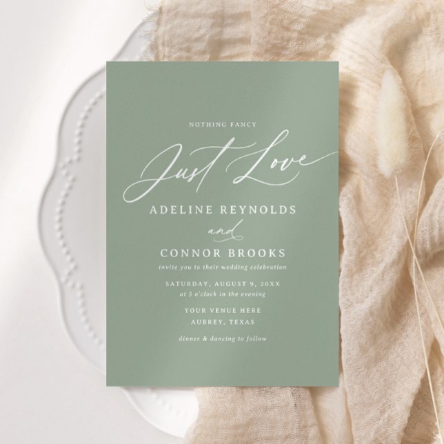 Convite Caligrafia Sage Nada Rico Apenas Adorando Casament (Criador carregado)