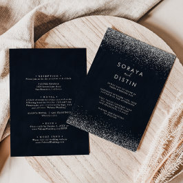 Convite Caligrafia Silver Confetti
