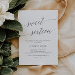 Convite Caligrafia Silver Elegante Doce Dezesseis<br><div class="desc">Este doce convite elegante para caligrafia prateada, 16, é perfeito para uma simples festa de aniversário. A design neutra apresenta uma carta minimalista decorada com tipografia da folha prateada romântica e branca. Nota: Este design não apresenta folha prateada real. É um gráfico de alta qualidade feito para parecer folha de...</div>