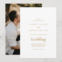 Convite Caligrafia Simples|Casamento Informal de Foto Dour
