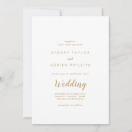 Convite Caligrafia Simples|Casamento Informal Dourado