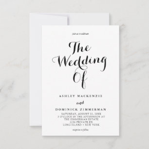 Convite Caligrafia Simples Casamento Preto e Branco