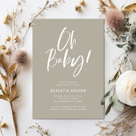 Convite Caligrafia Simples Chá de fraldas Neutro de Gênero