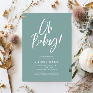 Convite Caligrafia Simples Chá de fraldas Neutro de Gênero