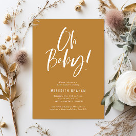 Convite Caligrafia Simples Chá de fraldas Neutro de Gênero