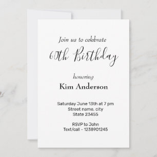 Convite caligrafia simples e elegante de 60 anos