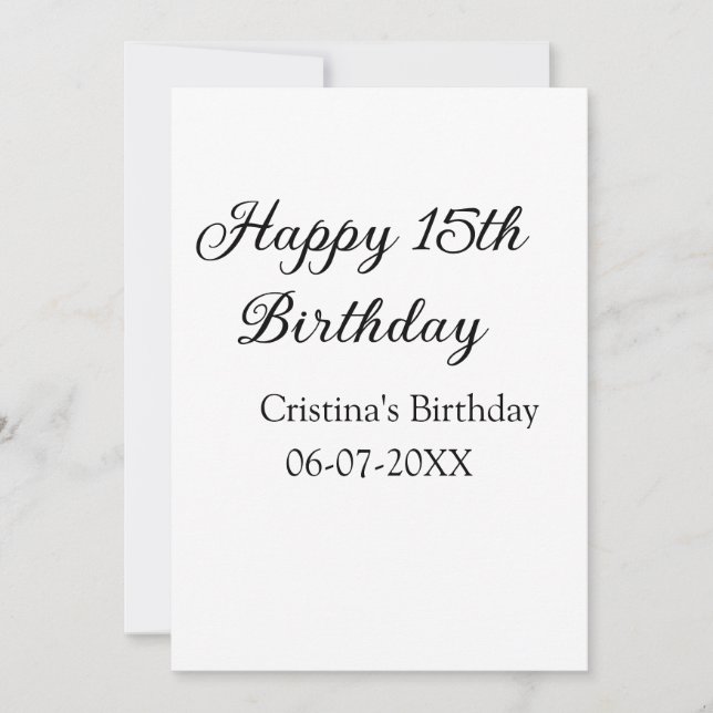 Convite caligrafia simples e feliz aniversário de 15 (Frente)