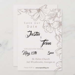 Convite Caligrafia Simples Salva a Data