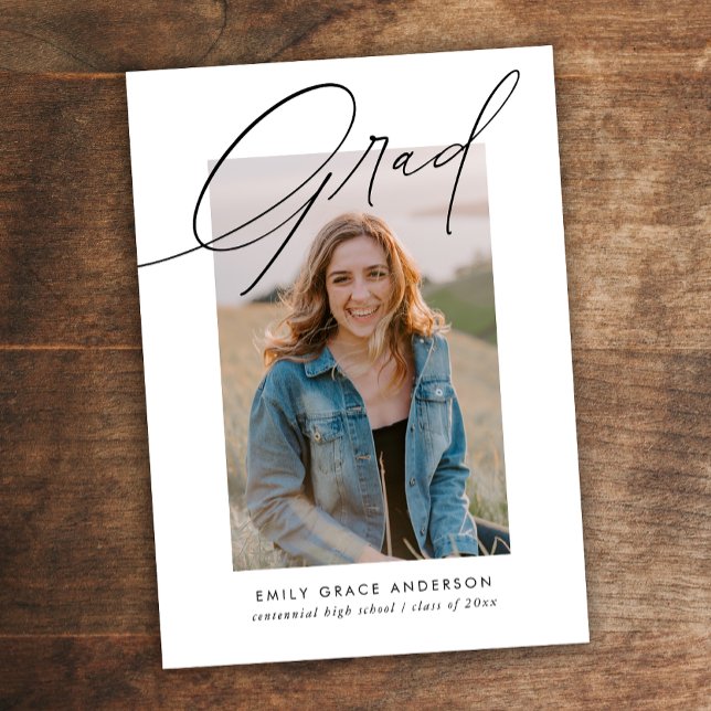Convite Caligrafia Simples Três Graduação Fotográfica (Criador carregado)