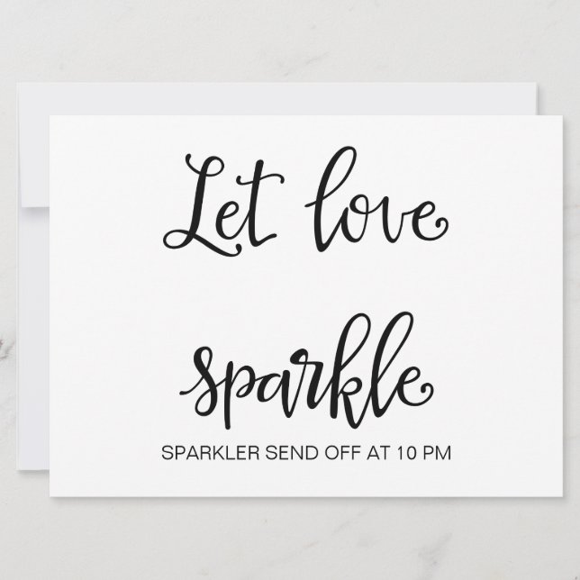 Convite Caligrafia | Sinal de casamento "Let Love Sparkle" (Frente)