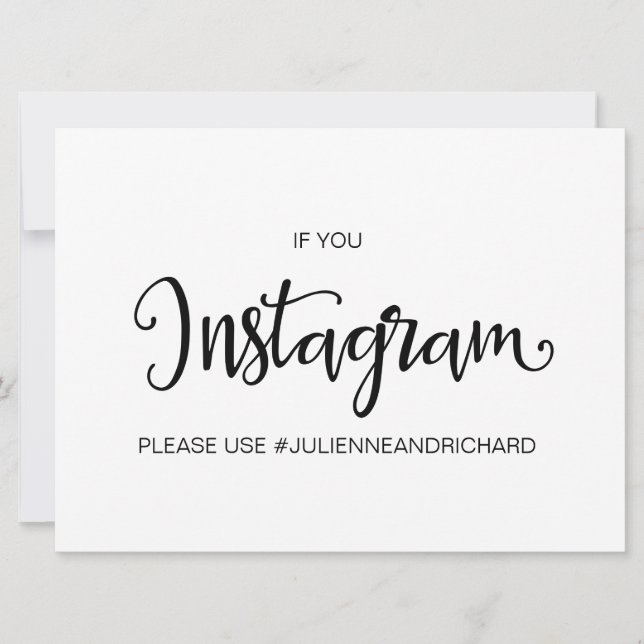 Convite Caligrafia | Sinal de casamento "Se você Instagram (Frente)