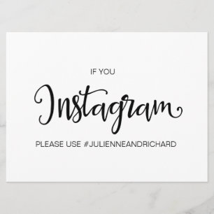 Convite Caligrafia Sinal de casamento "Se você Instagram